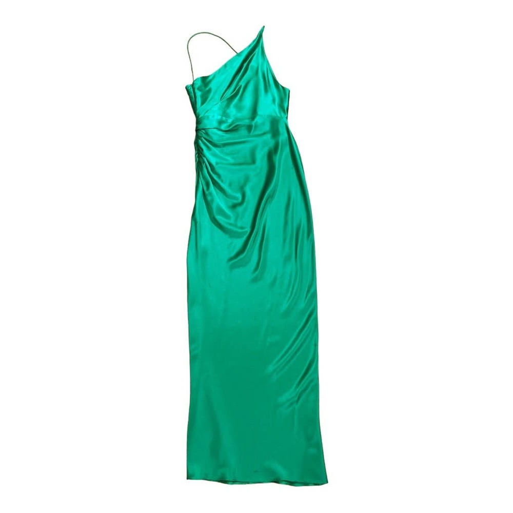 THE SEI Asymmetrical Plunge Gown Silk Charmeuse Emerald Green 2 XS - Picture 5 of 9